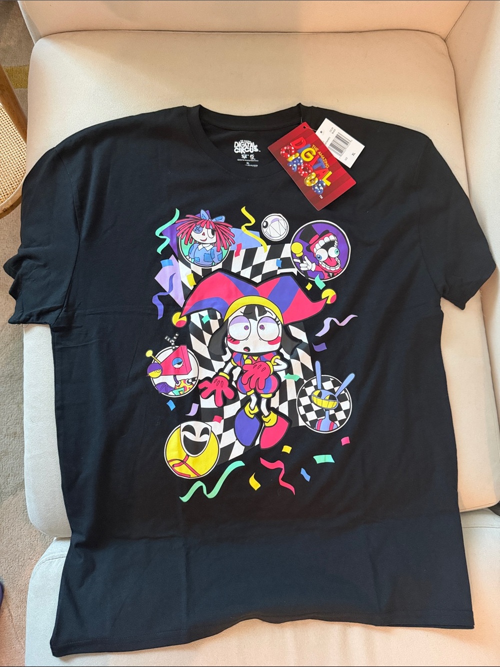The Amazing Digital Circus Pomni Graphic T Shirt Adult XL Black NWT Licensed